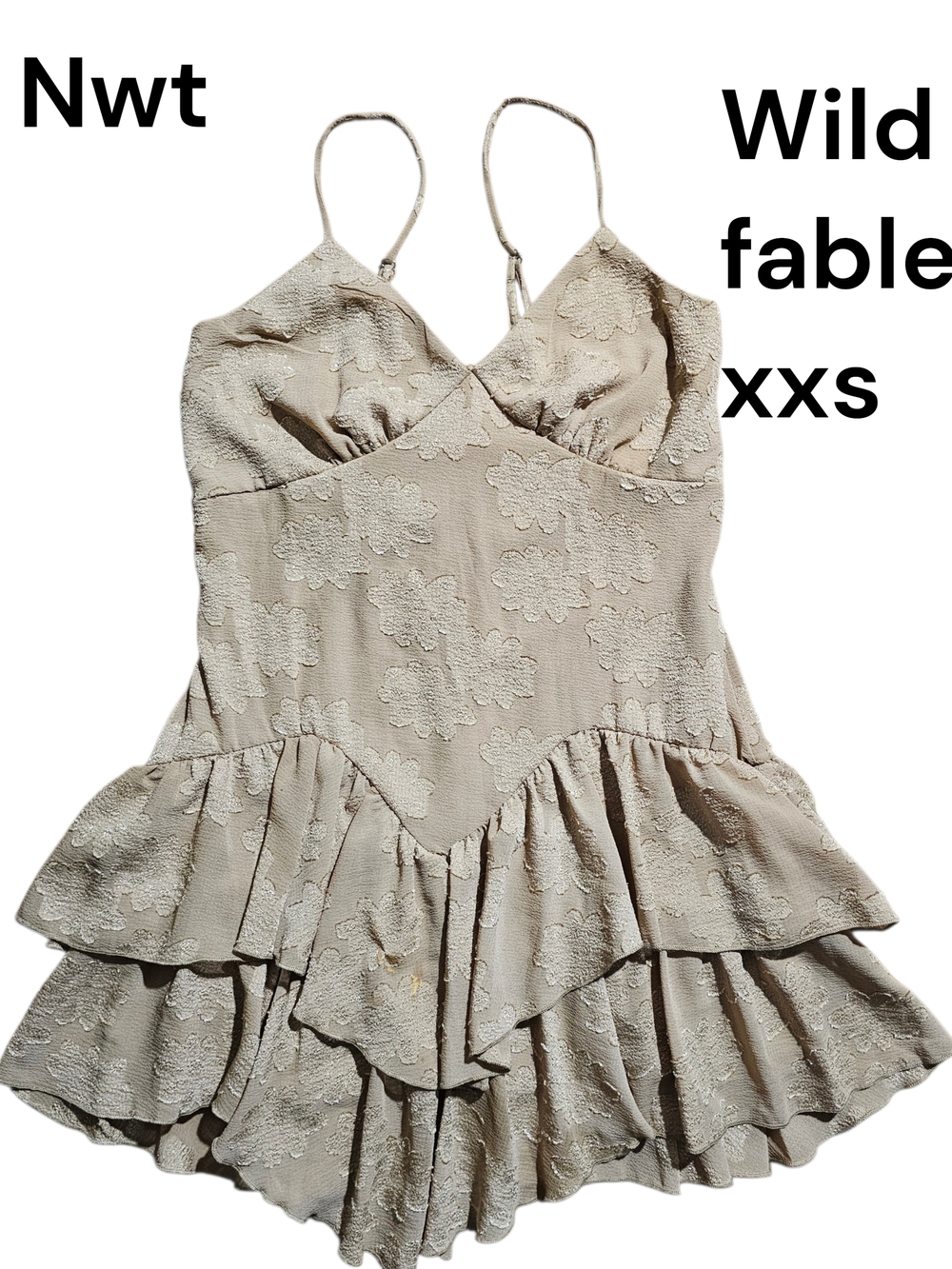 wild fable Beige Floral Textured Mini Dress
